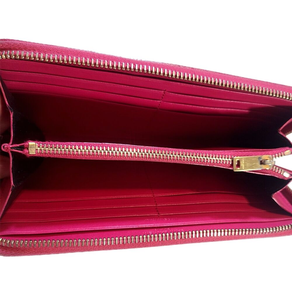 Saint Laurent (Authentic) Electric Pink Leather & Gold Zippy Long Wallet, VGUC - Picture 6 of 10